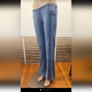 Vintage Blue FrenchTerry Ultra Lowrise Flare Jeans- xxs